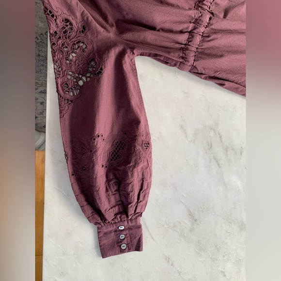 St. Roche Darcy Shirtdress Raisin Organic Cotton MIDI Pockets Cottagecore Dress - Picture 14 of 16